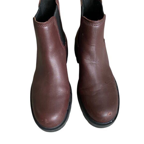 UGG Markstrum Chelsea Boots Women 8 Burgundy Leather Chunky Platform Waterproof - Picture 3 of 5